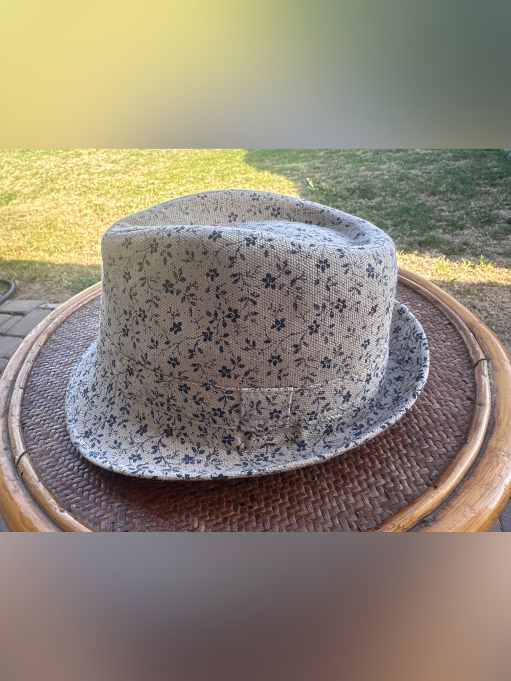 Vtg Lauren Ralph Lauren Women’s Floral Fedora Hat Size Medium Cream Blue NWOT